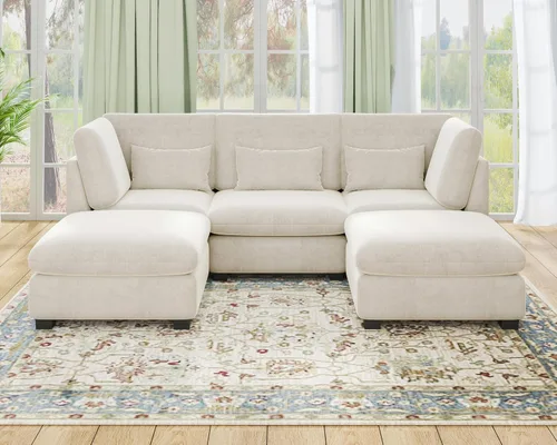 Miniatura 72 de Sofá Modular de Gran Tamaño, Sofá Seccional de Chenilla Nube Extra Profundo con Chaise Otomana, Sofá Esponjoso de Chenilla de 4 Plazas para Sala