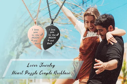Miniatura 6 de Zysta Collar personalizado de rompecabezas de corazón a juego para parejas, novio, novia, mujeres, hombres, Yinyang, parejas, collar con colgante