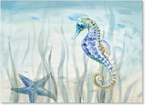 Miniatura 35 de Arte de Lienzo de Pulpo para Pared Pintura Temática de Vida Oceánica Imagen de Animal Marino Azul y Dorado Obra de Arte Costera Imagen de Pulpo