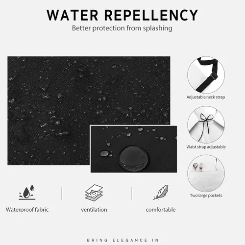 Miniatura 6 de Delantal de cocodrilo, delantal de cocina ajustable de tela Oxford con 2 bolsillos, delantales de cocina impermeables para hombres, mujeres, mamá
