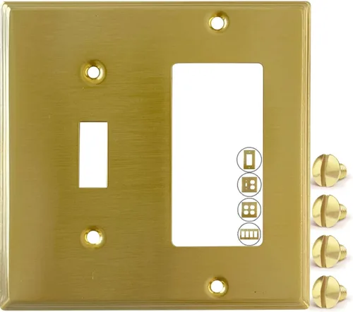 Miniatura 11 de Rio Salto BRASS - Placa de pared moderna de metal dorado para interruptor de luz o cubierta de enchufe, placa de pared para receptáculo individual