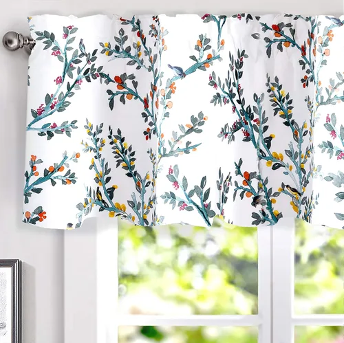 Miniatura 11 de DriftAway Jasmine - Cenefa de cortina de ventana con aislamiento térmico botánico de acuarela para sala de estar, dormitorio, cocina, 2 capas de 52