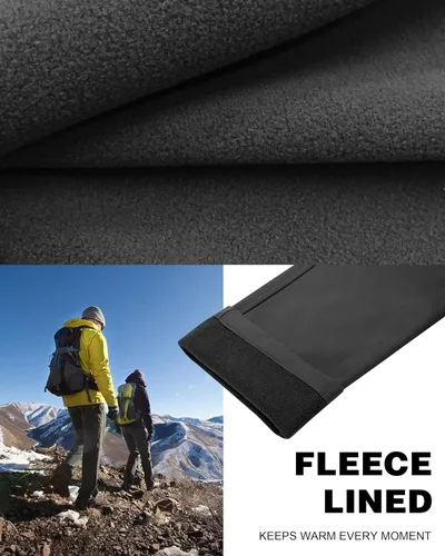 Miniatura 5 de Athrock Pantalones de senderismo impermeables con forro polar para mujer, con 4 bolsillos con cremallera