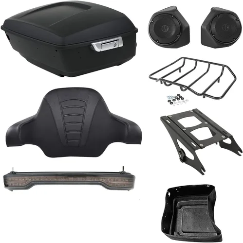 TCMT Caja de maletero trasera con respaldo para motocicleta, rejilla portaequipajes de 2 plazas, para Harley 2014-2025 Touring CVO Road King Street