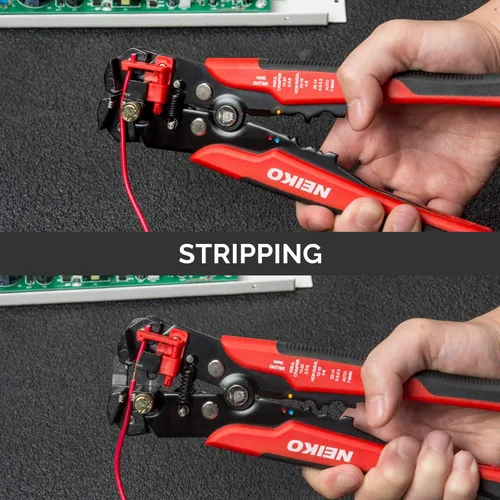 Miniatura 7 de NEIKO 01924A Pinzas autoajustables automáticas de 3 en 1 para pelar, cortar y crimpar cables, corta hasta 10 AWG
