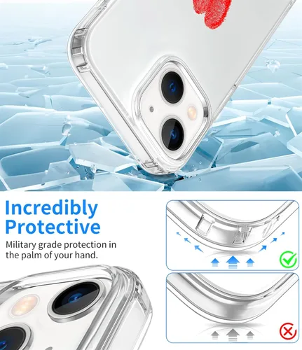 Miniatura 2 de ZQWY Funda compatible con iPhone 14/iPhone 13, estética transparente con diseño con protector de pantalla, protector de lente de cámara, a prueba