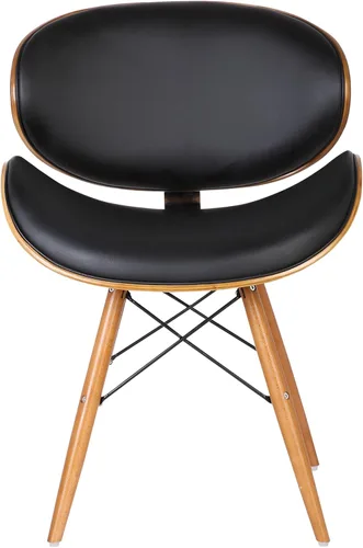 Miniatura 4 de Armen Living Cassie - Silla de comedor en piel sintética negra y acabado de madera de nogal, 20 pulgadas de profundidad x 21 pulgadas de ancho x 31