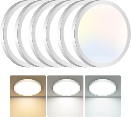 Miniatura 24 de hepside - Lámpara de techo empotrada LED negra regulable de 6.5 pulgadas 12 vatios, 3 colores seleccionables, 1200LM para cocina, habitación