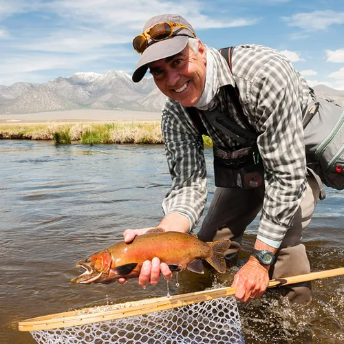 Miniatura 4 de Fashionwu Red de pesca con mosca, red de pesca para truchas, goma suave para atrapar y liberar con marco de mango de madera, regalos para él