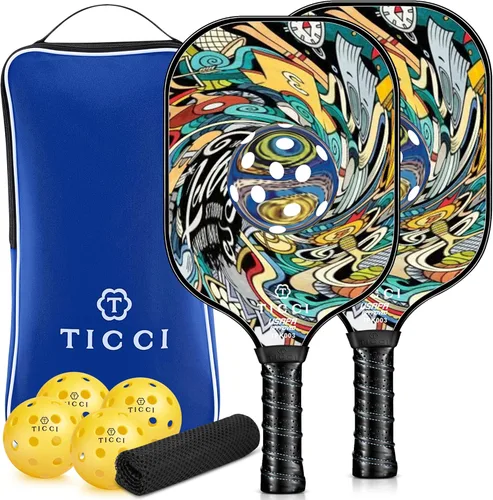 Miniatura 10 de TICCI - Pala de pickleball aprobada por USAPA, juego de 2 palas de grafito prémium con 4 bolas de pickleball, 1 bolsa de malla y 1 bolsa de Vórtice 3