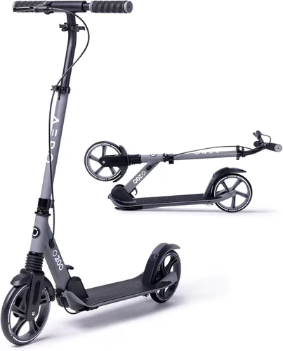 AERO MOBILITY Patinete para niños de 6 años, adolescentes y adultos | Ruedas iluminadas, freno de mano, alfombrilla de goma y absorción de impactos