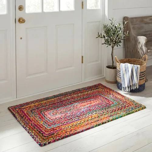 Miniatura 25 de SAFAVIEH Alfombra 8x10 - Colección Cape Cod - Grande - Beige y Multi, Jute y Algodón Hecho a Mano, Diseño Trenzado Tejido (CAP202B)