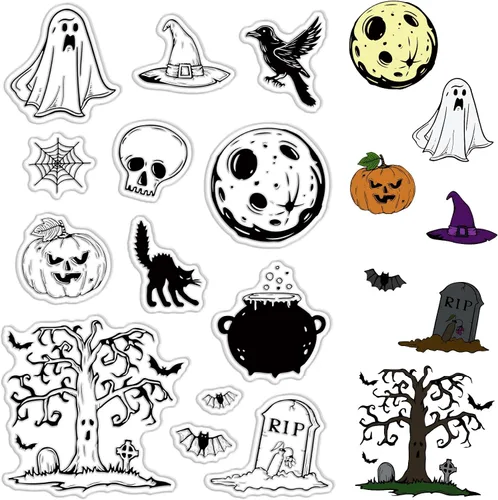 Miniatura 10 de CRASPIRE Sellos de goma transparente de Navidad para casa de invierno, bosque, copo de nieve, alce, muñeco de nieve, trineo, sellos de silicona