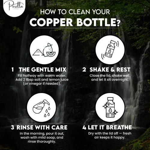 Miniatura 4 de Perilla Home Botella de agua impresa de cobre puro de 34 onzas, a prueba de fugas, recipiente de cobre ayurvédico 100% puro con tapa, bebe más agua