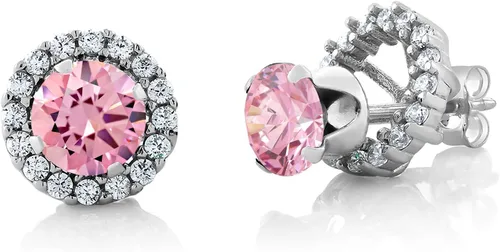Miniatura 220 de Gem Stone King Aretes redondos de plata de ley 925 de 0.236 in con piedra natal extraíble para mujer