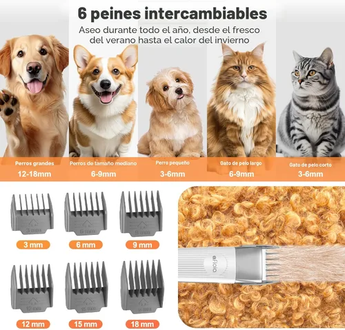 Miniatura 7 de Afloia - Kit de aseo para perros 6 en 1, aspiradora de aseo de mascotas para desprendimiento, aspiradora de pelo de perro con cortadora de uñas