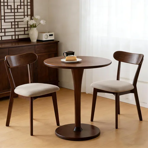 Miniatura 2 de Silla de comedor moderna de nogal de mediados de siglo, marco de roble de grado FAS, silla auxiliar individual de madera maciza sin brazos, alta