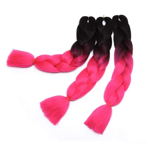 Miniatura 47 de Benehair Extensiones de cabello trenzado ombré de 24 pulgadas, 1 paquete de extensiones de cabello trenzado jumbo de alta temperatura, cabello