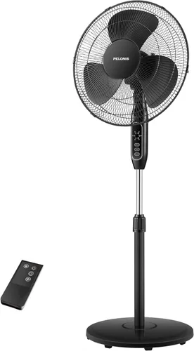 Miniatura 12 de PELONIS Ventilador de pedestal de 16 pulgadas para dormitorio, control remoto, ventilador de pie con temporizador de 7 horas, oscilación de 90°, 3