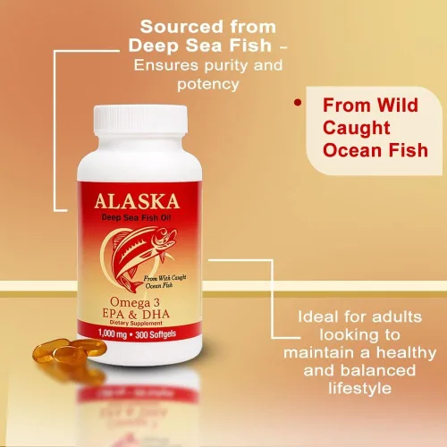 Miniatura 6 de Aceite de pescado Omega 3 de Alaska Deep Sea 1000mg Suplementos de aceite de pescado Omega 3 con EPA y DHA capturado en la naturaleza