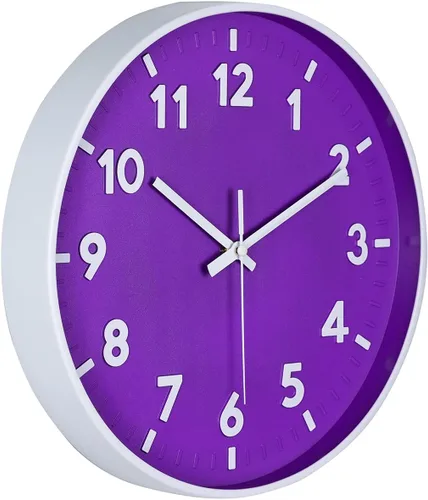 Miniatura 3 de JENLYSTIME Reloj de pared moderno con número 3D de 12 pulgadas para interiores y exteriores, esfera redonda brillante y colorida, cuarzo silencioso