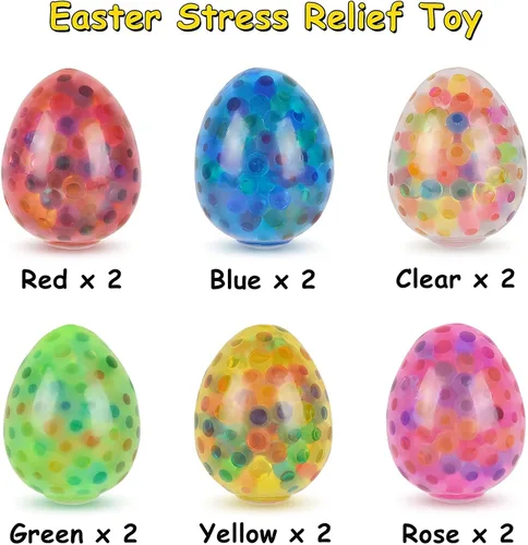 Miniatura 5 de Eavotoy Paquete de 12 huevos de Pascua para el estrés, bolas estrujables para rellenar cestas de Pascua, regalos de fiesta