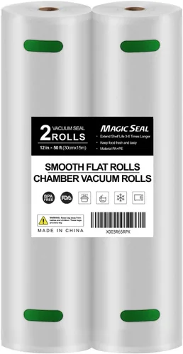 Miniatura 3 de Magic Seal Sellador al vacío + rollos de bolsa plana lisa (12 x 50 pies-2 rollos)