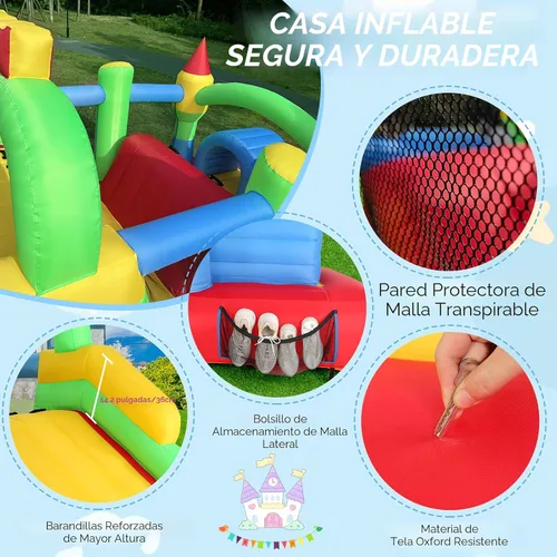 Miniatura 3 de Whubefy Casa de rebote para niños grandes de 8-12, 18 x 8.2 pies, curso de obstáculos inflable para niños de 3-6 con túneles dobles, tobogán grande