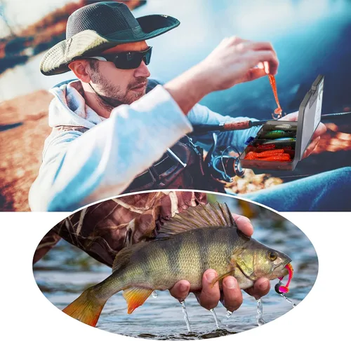 Miniatura 7 de PLUSINNO Señuelos de Pesca Caja de Aparejos de Pesca Regalos de Pesca para Hombres, Lubina, Trucha Kit de Accesorios de Pesca para Agua Salada