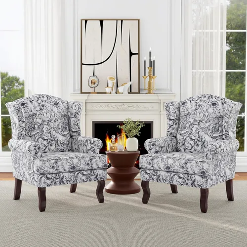 Miniatura 9 de Silla decorativa, sillón tapizado con respaldo alto con esponja de alta resistencia y patas de madera, sillas individuales modernas y cómodas de Un