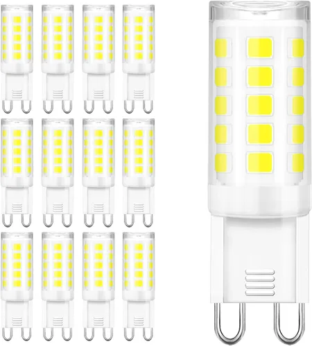 Miniatura 16 de winshine Bombilla LED G9 de 3000 K, luz blanca cálida, bombilla G9 de 4 W (equivalente a halógeno de 40 W), base de cerámica G9 bi pin con ángulo