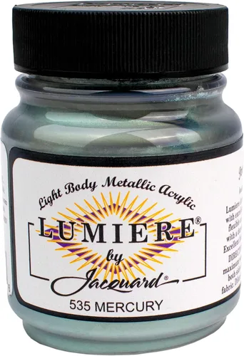 Miniatura 40 de Jacquard Lumiere Pintura para Tela de 2.25oz Turquesa Nacarado - Pintura Metálica para Tela, Cuero, Lienzo, Papel y Madera - Pintura Acrílica