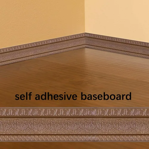 Miniatura 2 de Yutianli Moldura de Corona Despegar y Pegar Borde de Papel Tapiz Base de Pared Flexible Moldura Adhesiva Zócalo de Vinilo Autoadhesivo Marrón