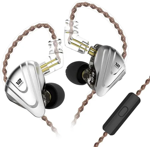 KZ ZSX 1DD+5BA Hybrid HiFi Stereo Noise Isolating Sport IEM Auriculares/Auriculares/Auriculares con cable desmontable (con micrófono, negro)