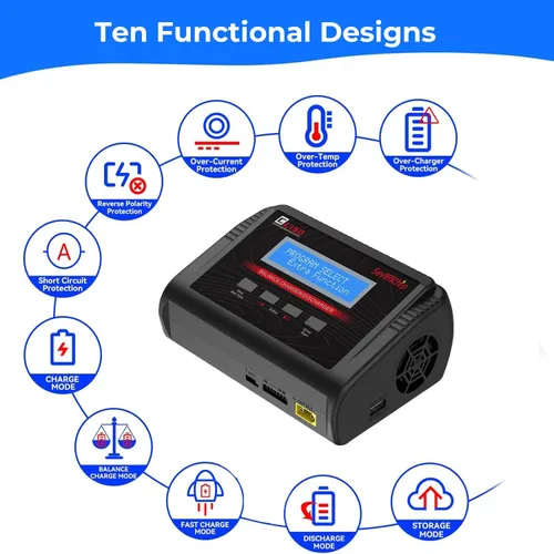 Miniatura 3 de LiPo Cargador de batería, 150 W 10 A AC/DC RC Cargador de equilibrio para 1-6S LiPo/LiHV/Li-ion/Life, NiMH NiCd (1-15S) Pb, carga rápida para coche
