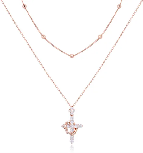 Miniatura 13 de YIMERAIRE Collar de Cruz Corona de Moissanita Mejorado Oro Vermeil de 14K 1.1 Quilates Delicado Helado Joyería de Cruz de Fe Cristiana Plata de Ley