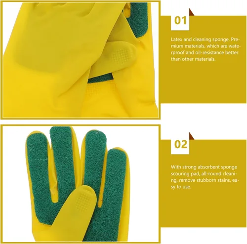 Miniatura 5 de ULTECHNOVO 1 par de guantes para limpiar guantes de látex guantes de limpieza para el hogar Guantelete Ar Handguard fregado almohadilla