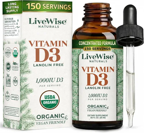 Miniatura 12 de Live Wise Naturals Vitamina para bebés D3 l USDA Orgánica Organic MCT Oil Formula For Kids and Toddler, Easy Absorption, Supports Immune and Bone