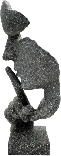 Miniatura 4 de Estatua del pensador Silence is Golden - Artesanía abstracta Keep Silent Thinker Estatua Modelo Escultura de cara y mano (dorado)