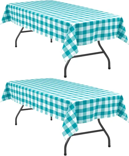 Miniatura 45 de Hiasan - Mantel rectangular a cuadros - Mantel lavable resistente a las manchas, al agua y a las arrugas, para comedor, 54 x 80 pulgadas