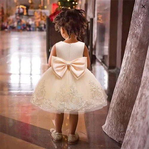 Miniatura 3 de CMMCHAAH - Vestidos de fiesta y concurso, con encaje y bordado, con lazo, tutú y diadema, para bebés y niñas, tallas 0-6T