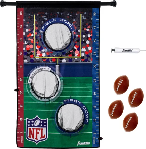 Franklin Sports NFL Mini juego de tiro de fútbol americano – NFL Door Jam Football Over the Door Target + (4) mini bolas – Juego de lanzamiento de 3