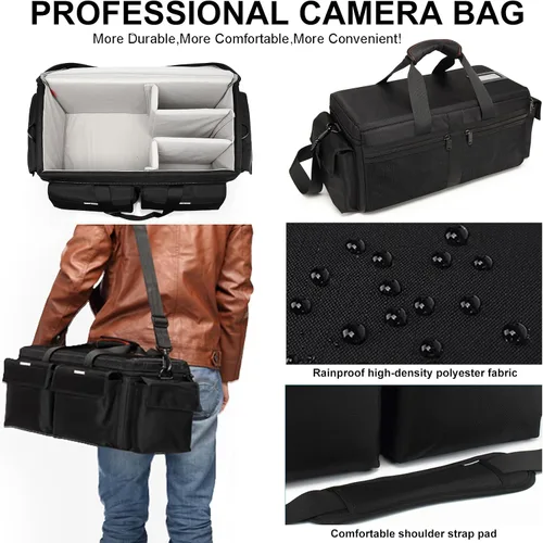 Miniatura 6 de Bolsa grande para cámara, bolsa de cubo Cine para equipo de cámara, fotógrafo, videógrafo, videógrafos, Negro, Moda