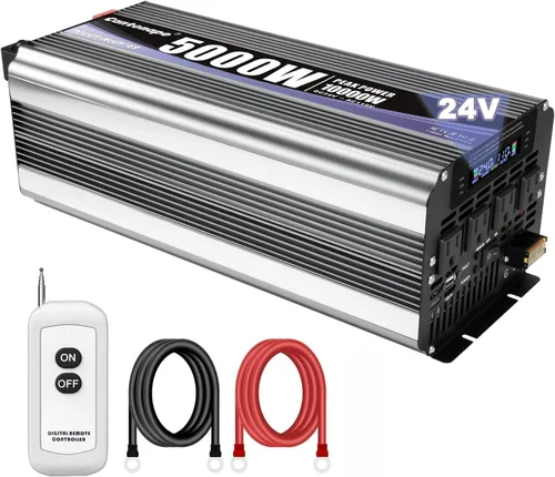 Miniatura 11 de Cantonape Inversor de corriente de 3000 W de 12 V a 110 V/120 V CC a CA con pantalla LCD, control remoto y 4 salidas de CA, adaptador de coche