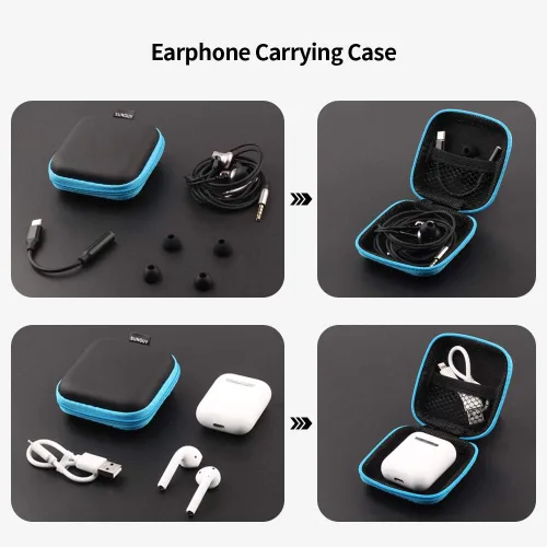 Miniatura 2 de SUNGUY - Funda de transporte para auriculares, bolsillo pequeño, funda de viaje con cremallera colorida para smartphones, auriculares Bluetooth