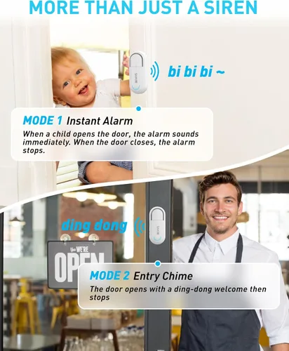 Miniatura 3 de Alarmas de puerta Sanjie para seguridad de niños/seguridad en el hogar/demencia, alarma de puerta de piscina inalámbrica, 4 modos de funcionamiento