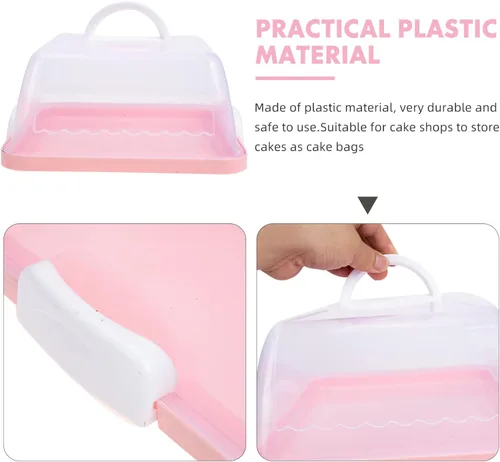 Miniatura 8 de LIFKOME Contenedor cuadrado de almacenamiento para tartas, caja de macarrones con asa de bloqueo para tartas, contenedor de almacenamiento cuadrado