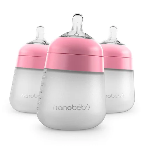 Miniatura 19 de Nanobebe - Biberón de silicona flexible, anticólicos, sensación natural, pezón que no se derrumba, base estable sin puntas, fácil de limpiar