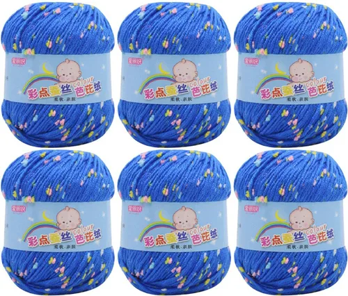 Miniatura 23 de Paquete de 6 hilos de ganchillo de algodón colorido para tejer suéter súper suave para mantas de bebé y ropa, sombrero, bufanda, 10.58 oz
