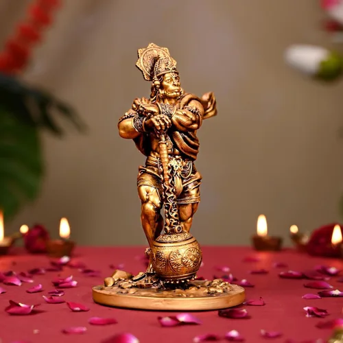 Miniatura 7 de Artarium Gran estatua de Hanuman Bahubali de 7.5 pulgadas, ídolo de Lord Hanuman, Bajrang Bali Murti, polvo de mármol y resina hindú figura de Dios